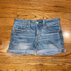 American Eagle Low Rise Midi Light Wash Jean Shorts